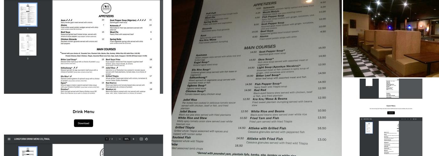 Cafe Songhai Menu