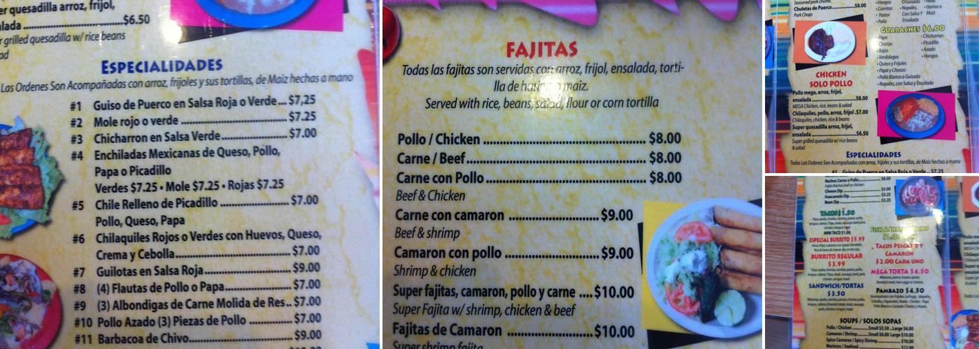 Mega Taco Menu