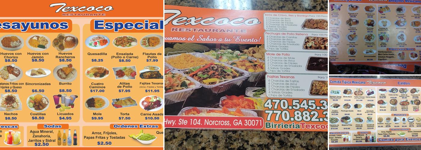 Texcoco Menu