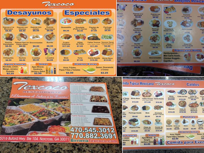 Texcoco Menu