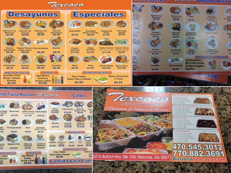 Texcoco Menu