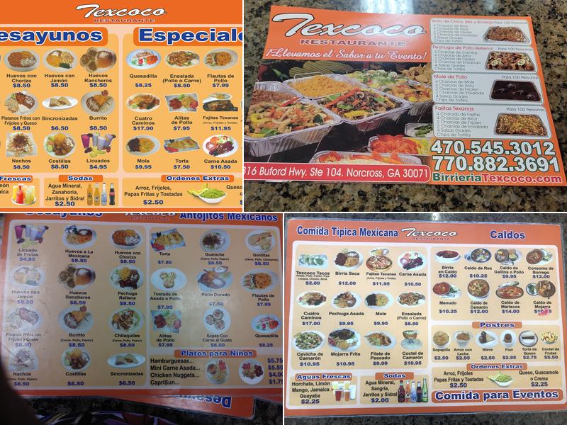 Texcoco Menu