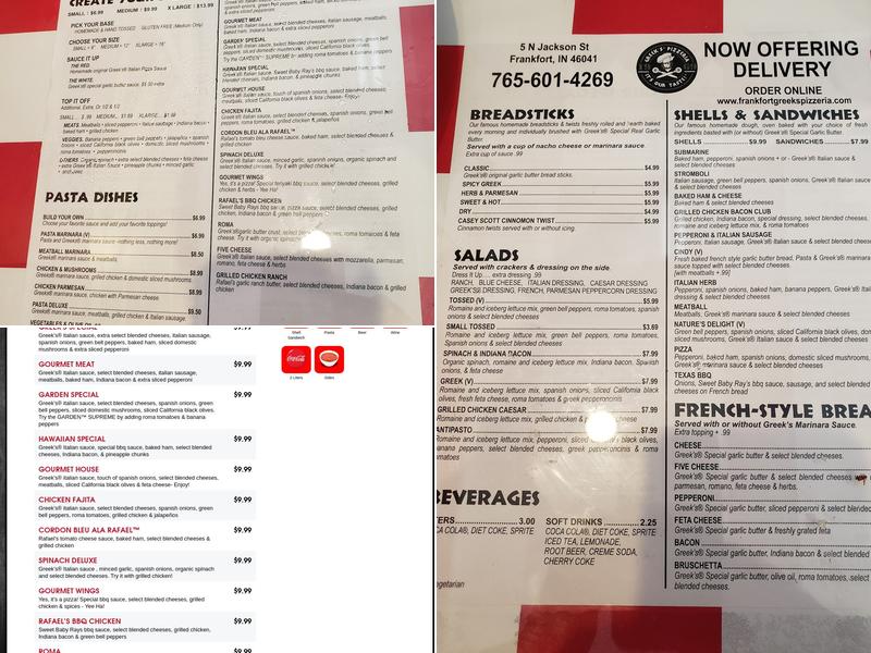 Greek's Pizzeria Menu