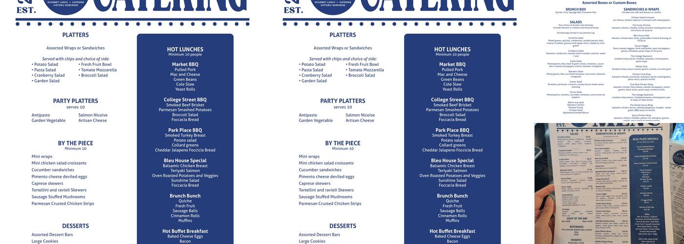 Bleu House Menu
