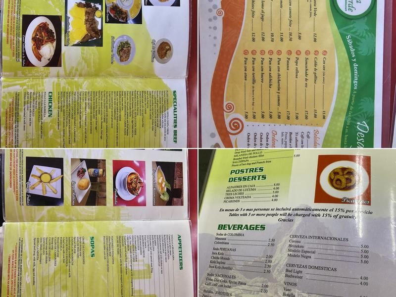 Costa Verde Restaurant Menu