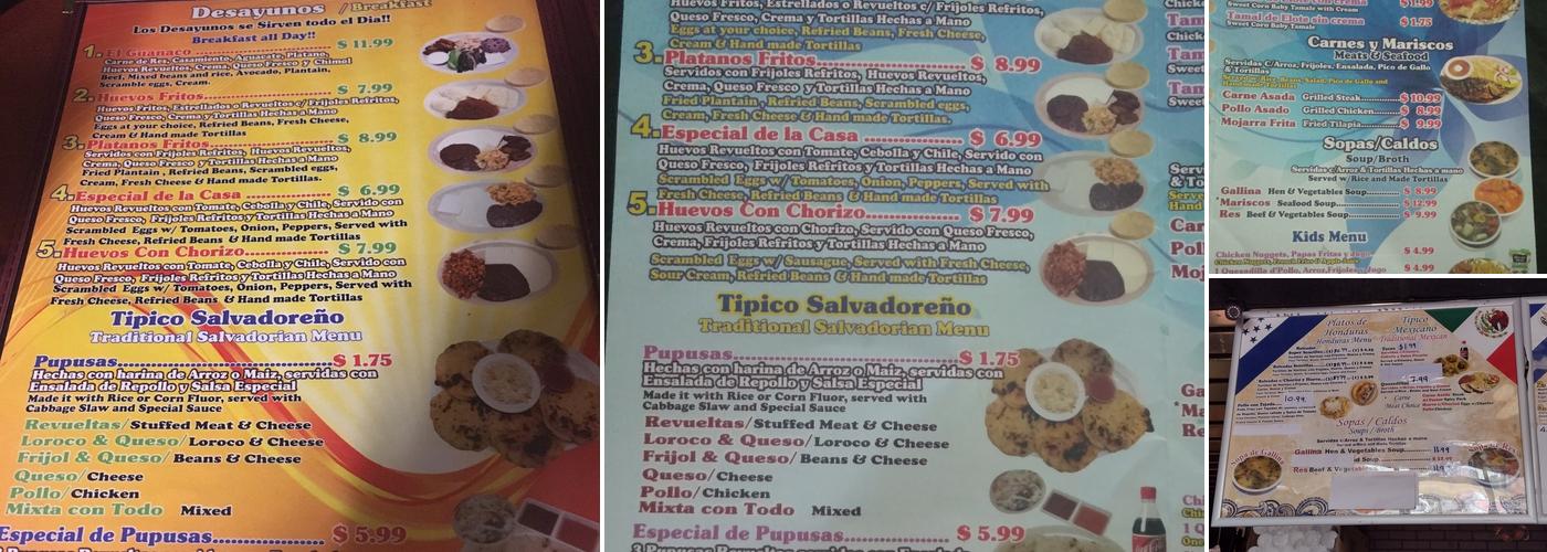 La Salvadorenita Pupuseria Menu