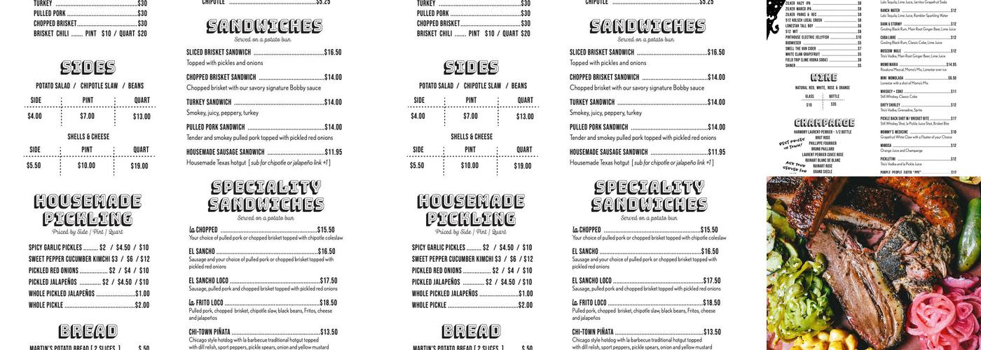 la Barbecue Menu