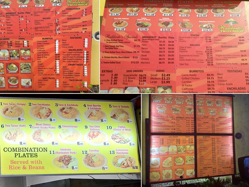 Raliberto's Taco Shop Menu