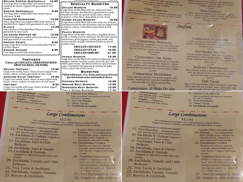 Toreros Famosos Menu