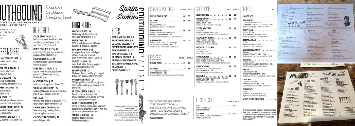 Southbound Menu