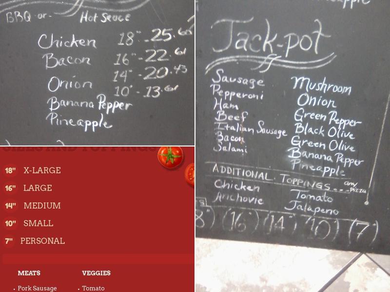 Jack's Pizza Menu