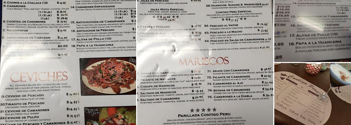 Contigo Peru Menu
