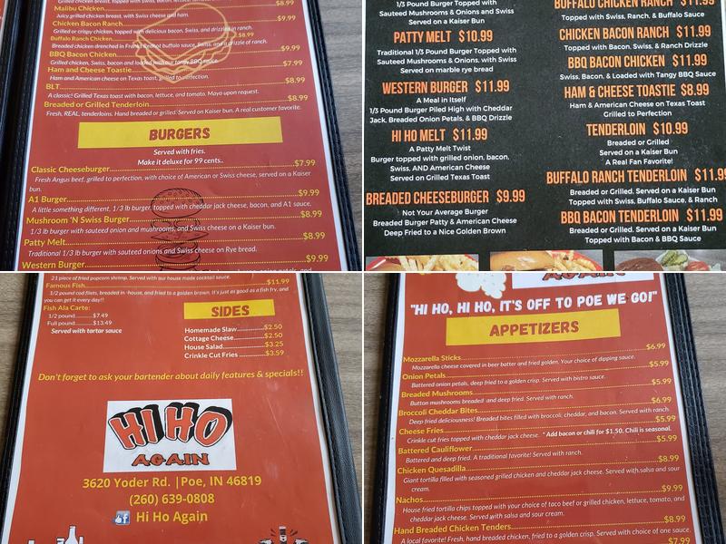 Hi Ho Again Menu
