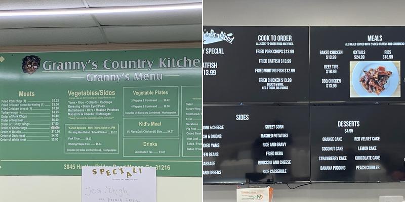 Grannys Soul Food Menu