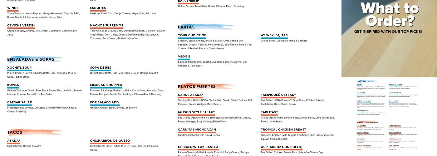 Frontera Mexican Kitchen Menu