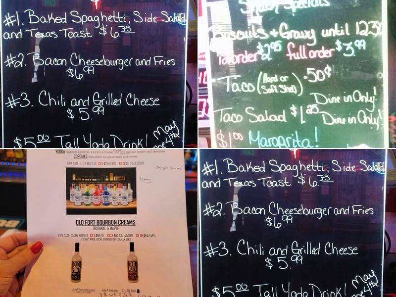 Sugar Shack Saloon Menu