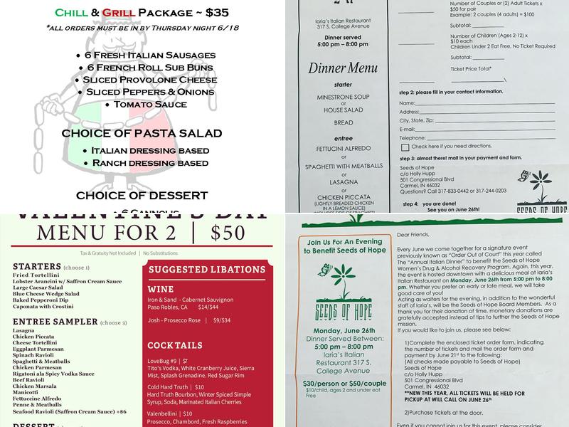 Iaria's Italian Restaurant Menu