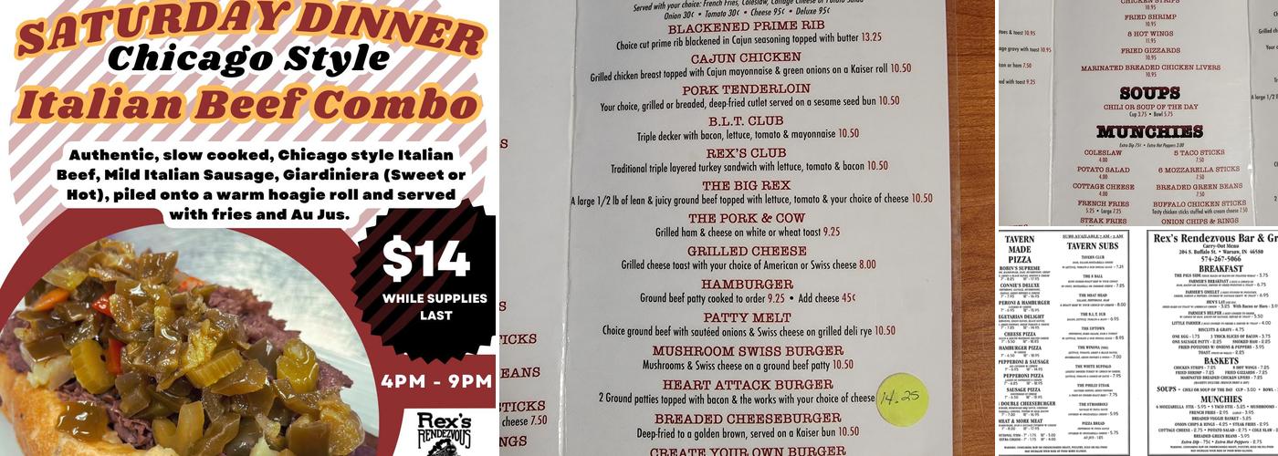 Rex's Rendezvous Menu
