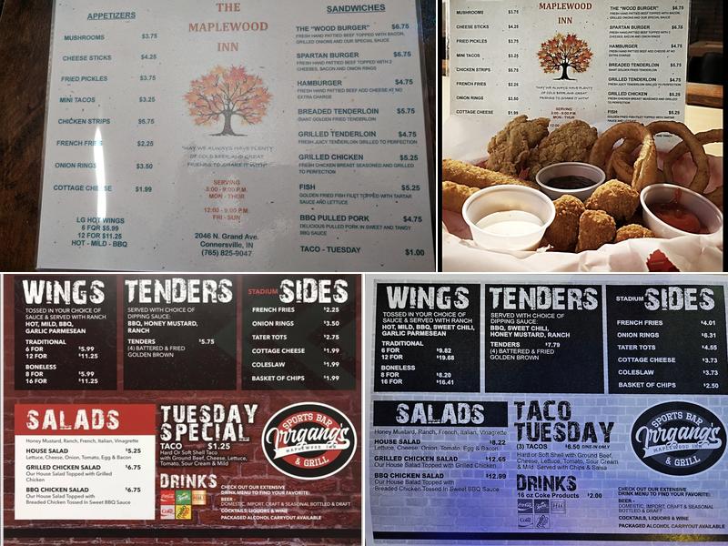 Irrgang’s Maplewood Menu