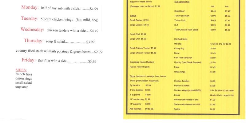 Charlie Biggs Chicken and Sauce Menu