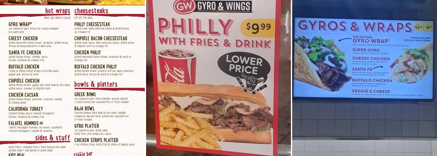 GW Gyro & Wings Menu