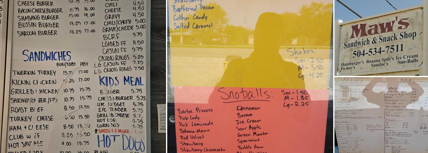Maw's Sandwich & Snack Shop Menu