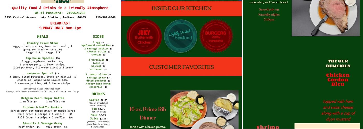 Tap House 1233 Grill Menu