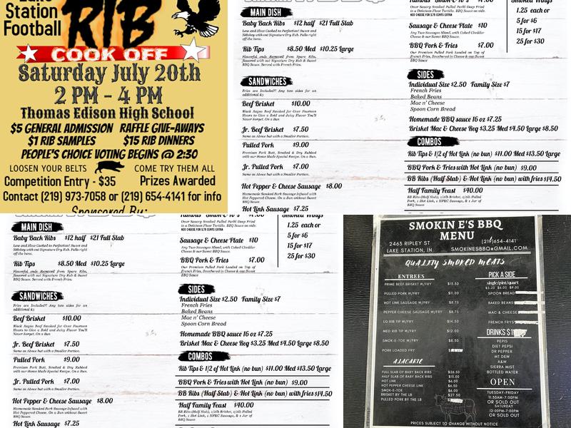 Smokin' E's BBQ Menu