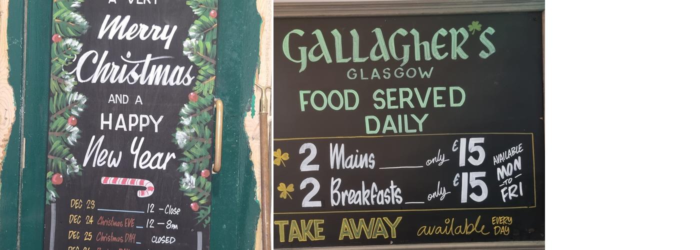 Gallagher's Bar Menu