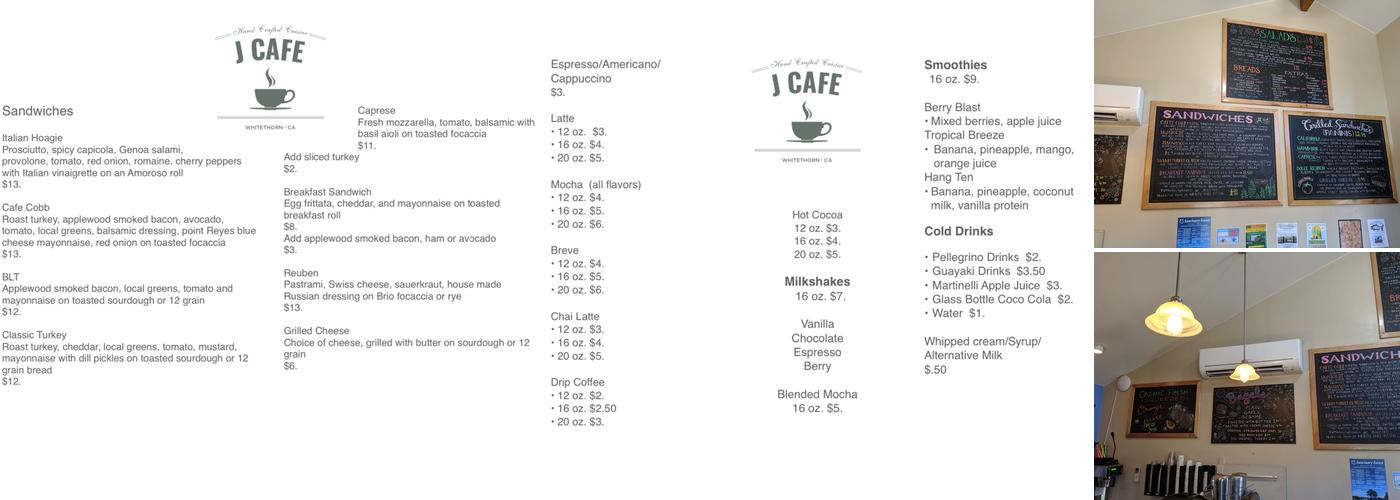 J Cafe Menu