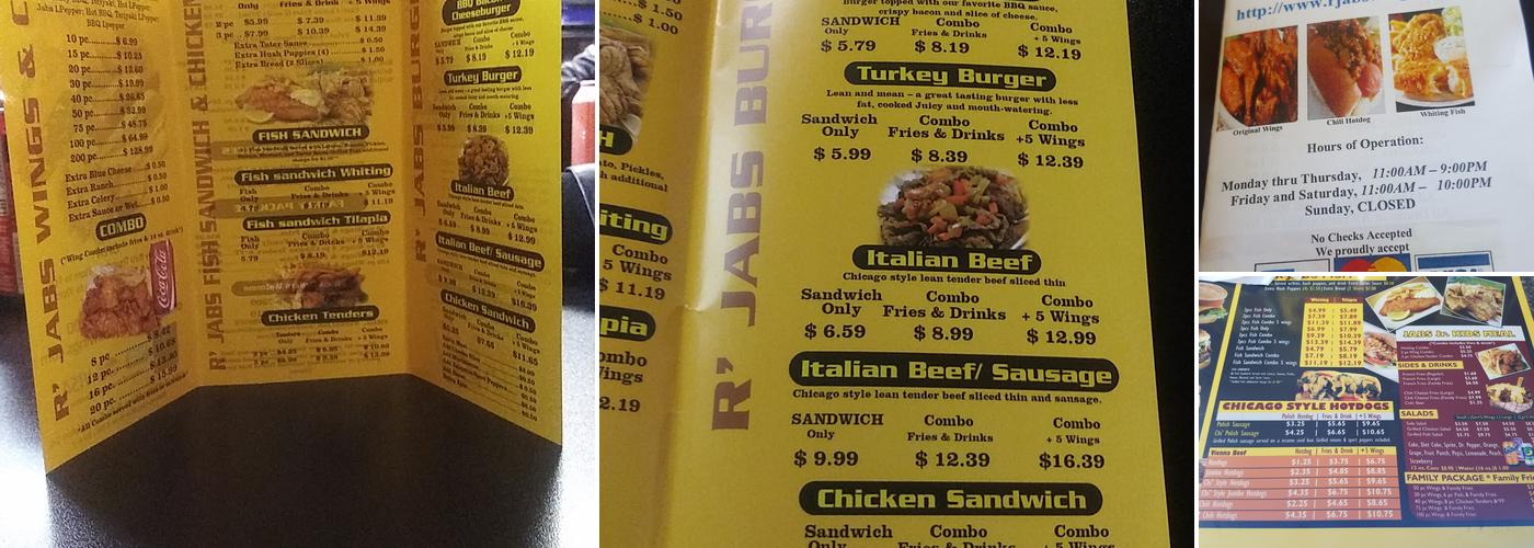 R'Jabs Wings Menu