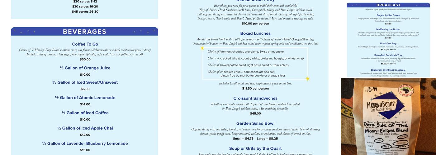 MoonBeans Fine Roasted Coffees Menu