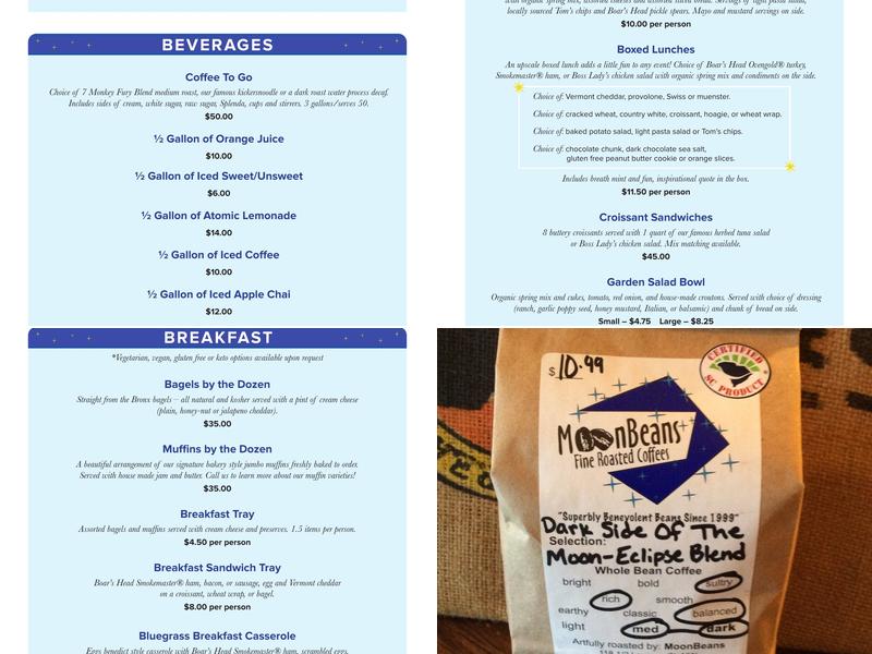 MoonBeans Fine Roasted Coffees Menu