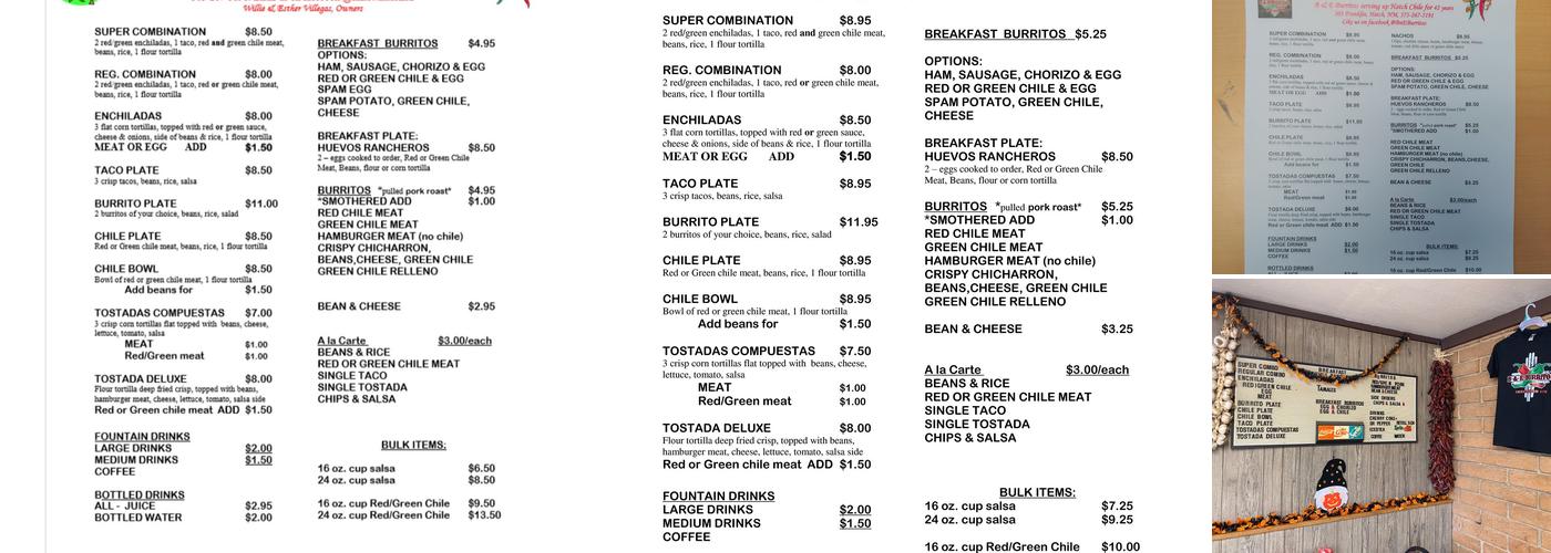 B & E Burritos Menu