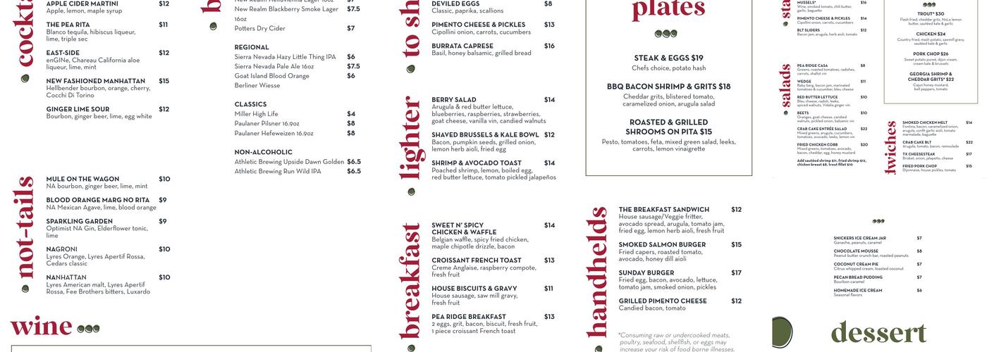 Pea Ridge Menu