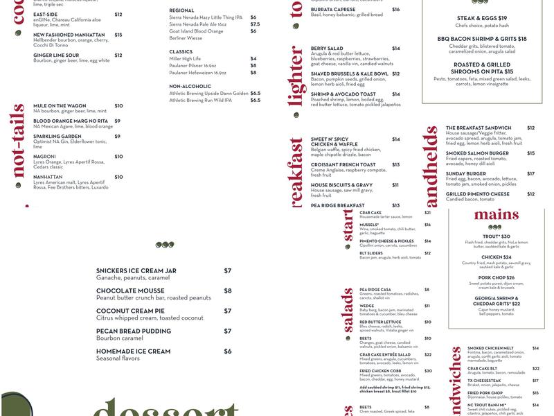Pea Ridge Menu