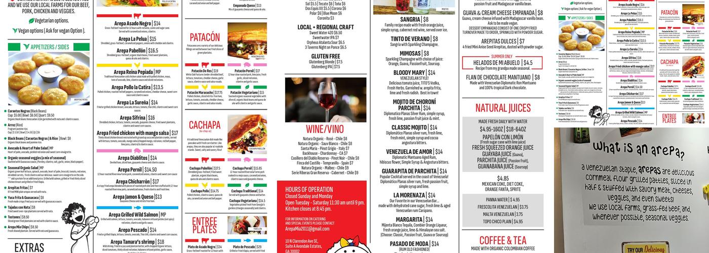Arepa Mia Menu