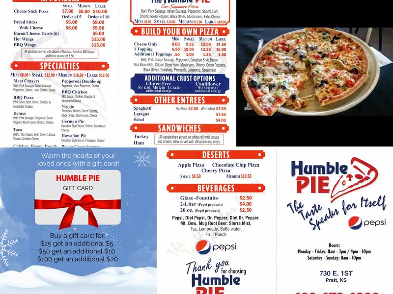 Humble Pie Menu