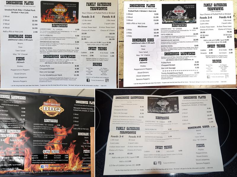 Trinity Smokehouse BBQ Menu