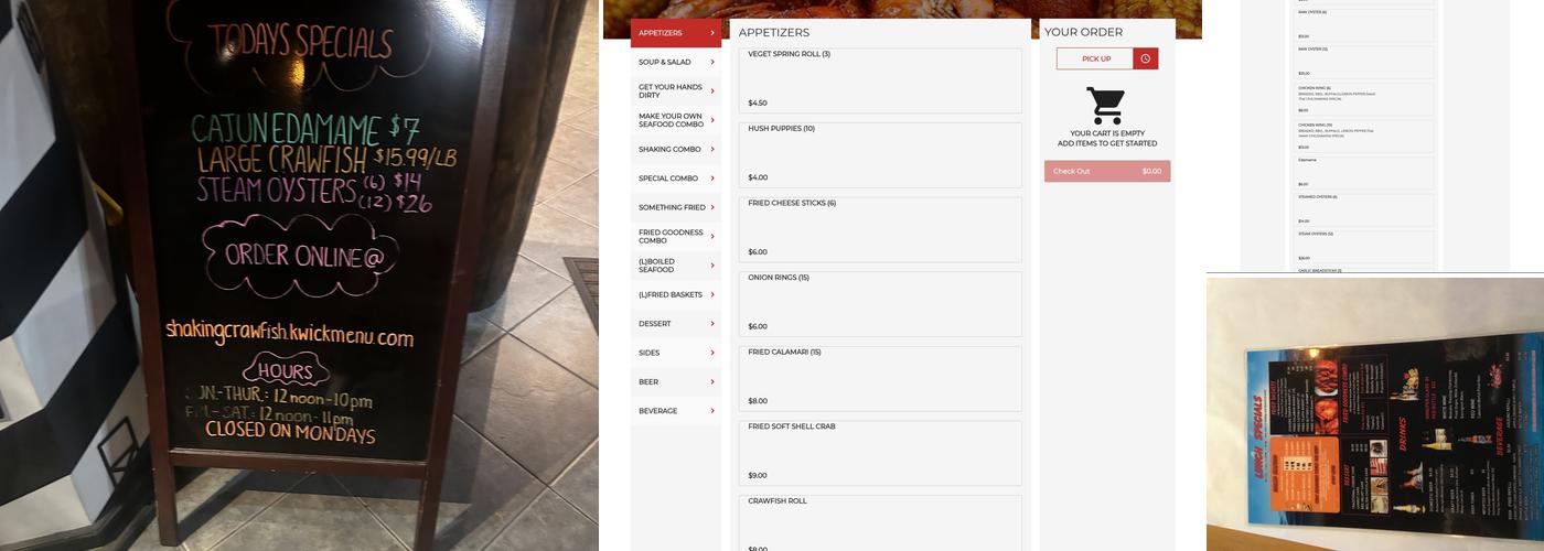 Shaking Crawfish Menu