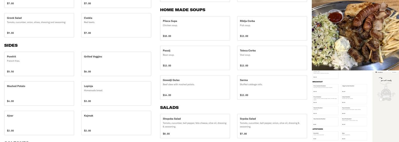 Prince Restaurant Menu