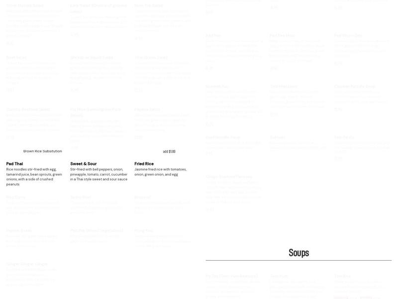 Archi’s Thai Kitchen Menu