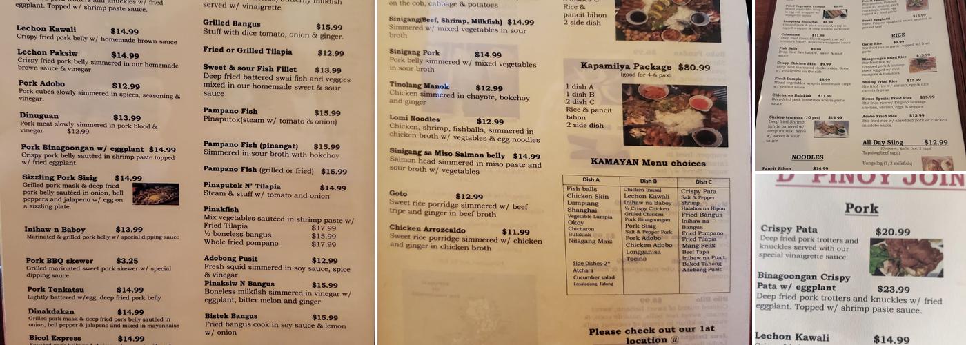 D' Pinoy Joint Flamingo Menu