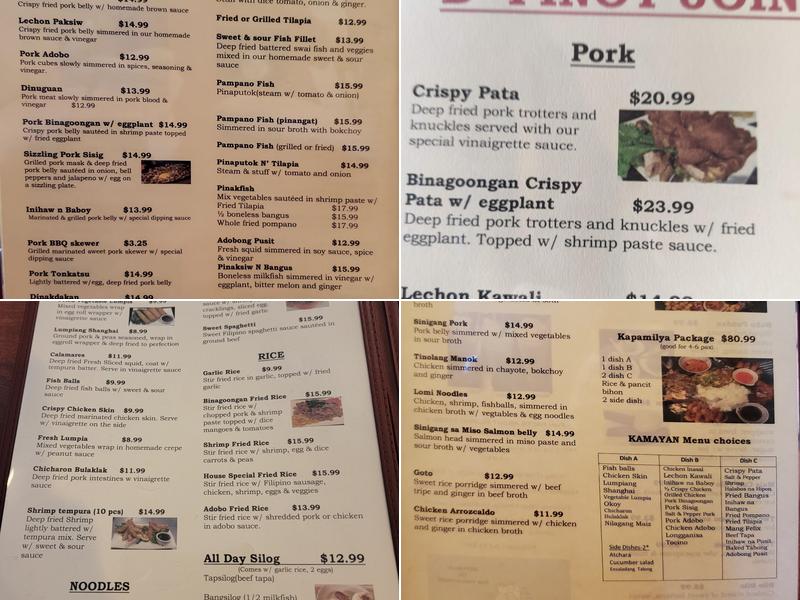 D' Pinoy Joint Flamingo Menu