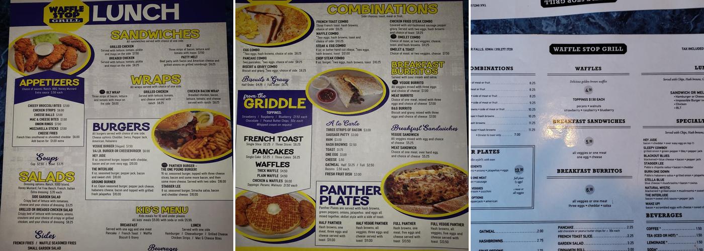 Waffle Stop Grill Menu