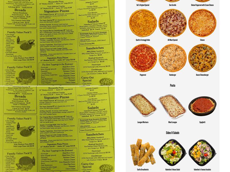 Valentino's Menu