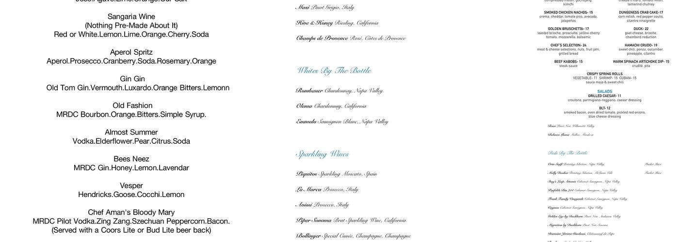 Hemispheres Bistro Menu