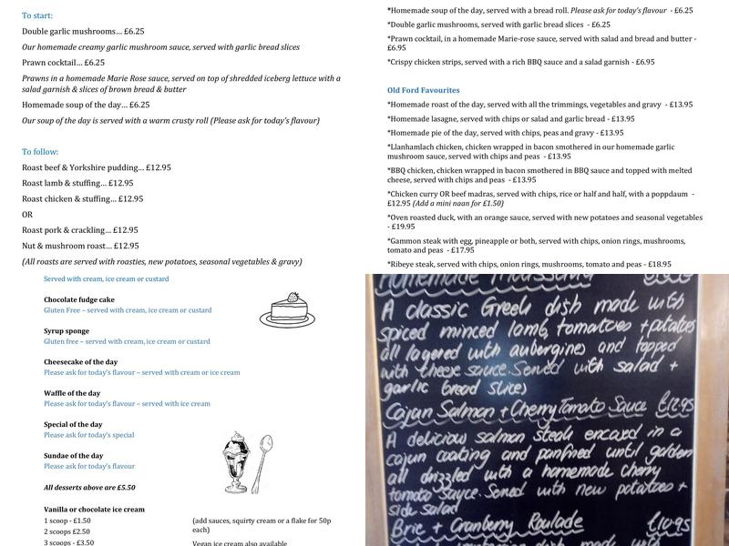The Old Ford Inn Menu