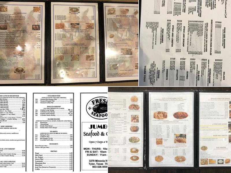 Jumbo Seafood Menu