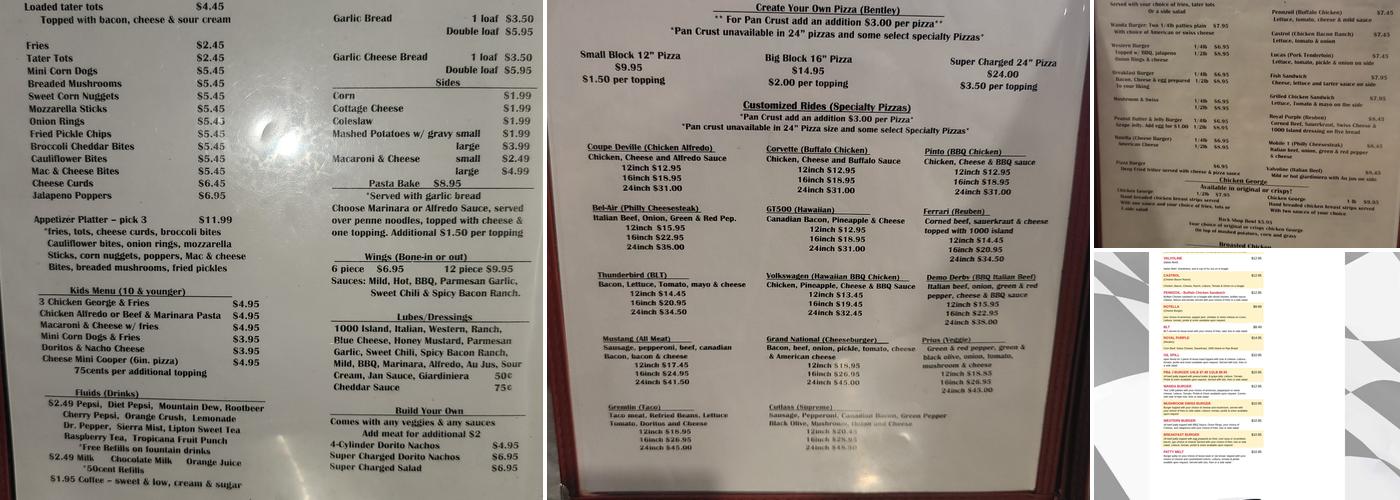 Back Shop Pizza Menu